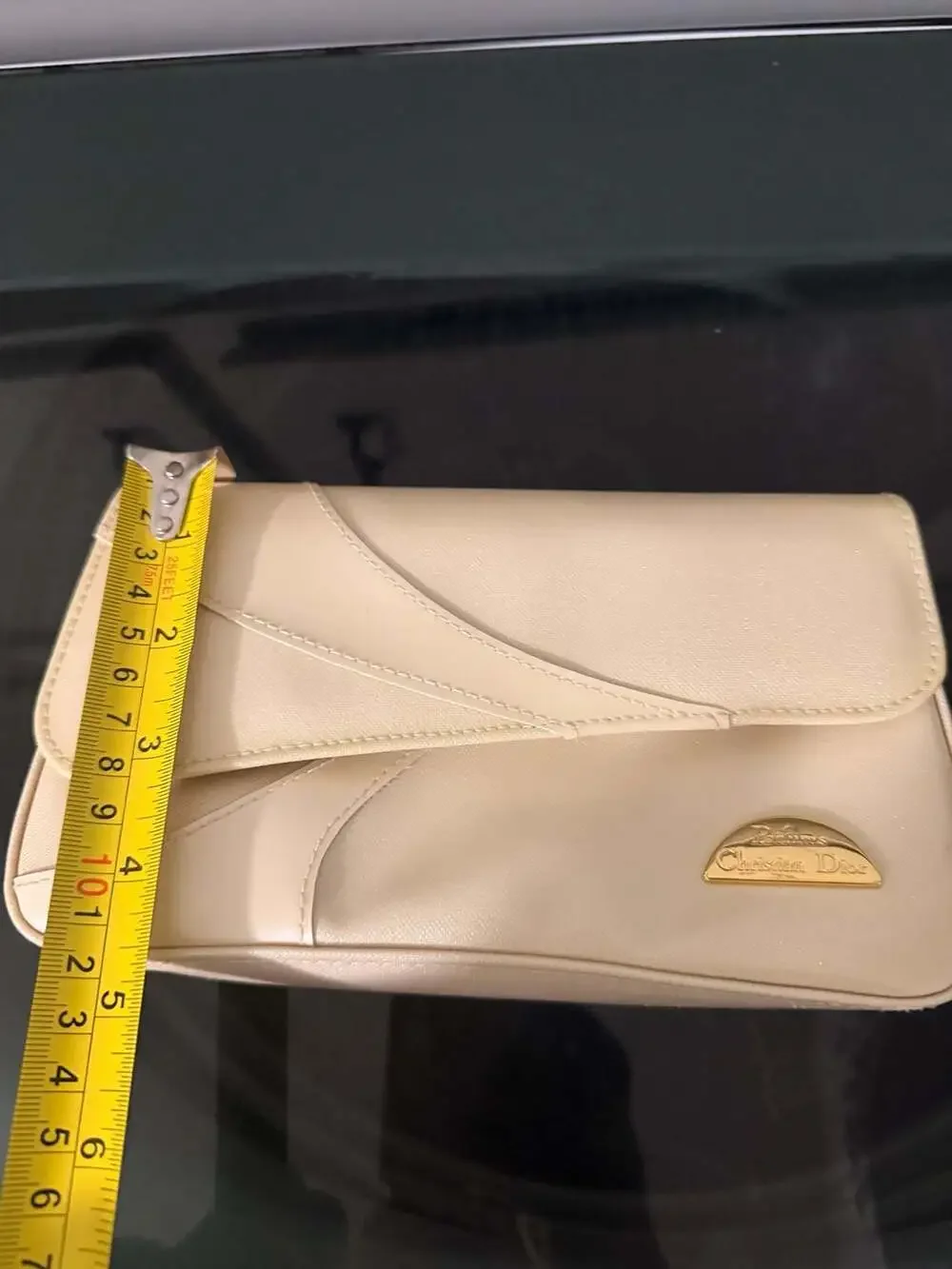 Vintage Christian Dior Parfums Trousse De Toilette Cream Cosmetic Clutch Pouch